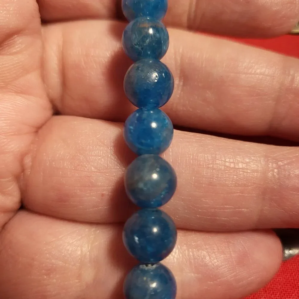 Paraiba Apatite Bead Sterling Silver Magnetic Bracelet